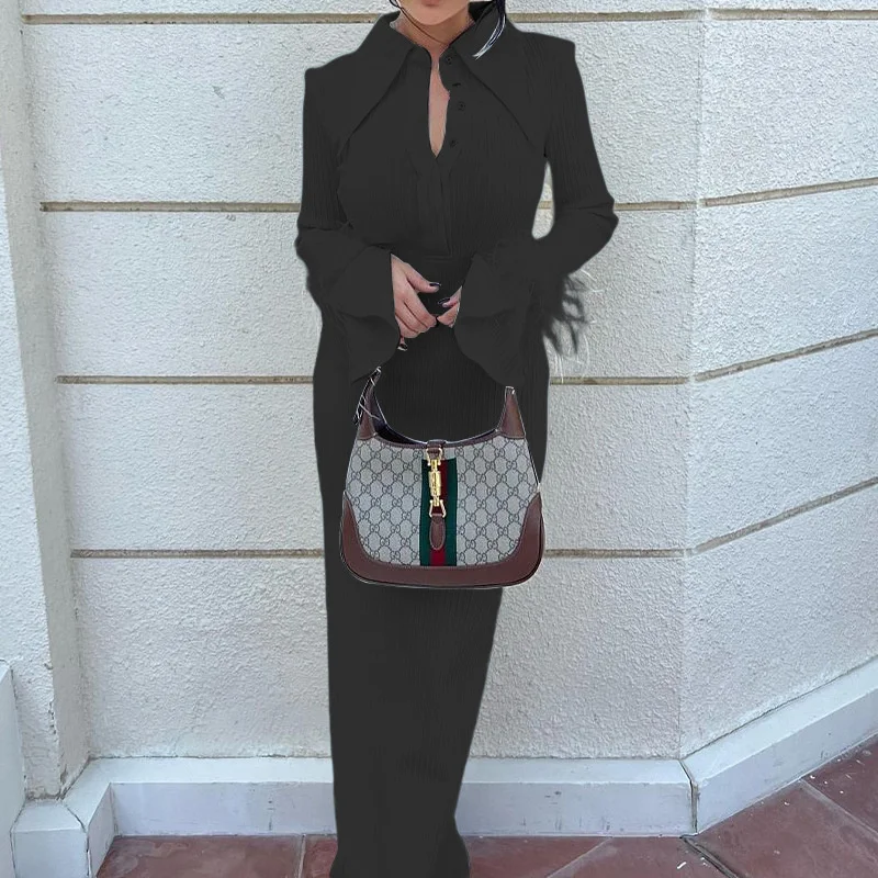 Autumn & Winter New Women's Fashion Polo Neck Feather Long Pit Stripe Dress Elegant & Beautiful Party Evening Dress