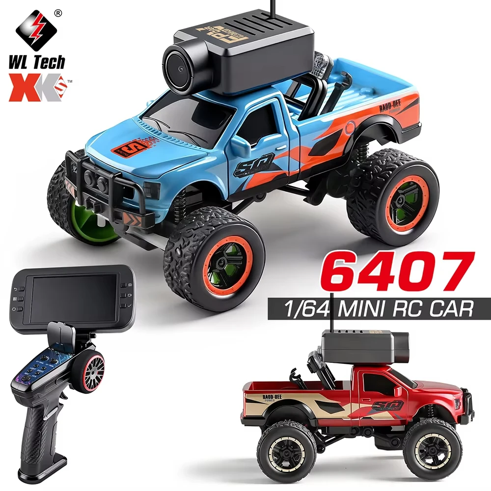 WLtoys 6407 1:64 스케일 미니 RC카 장난감 모델 (리모컨 및 WiFi 앱 데스크탑 원격 카메라 제어 기능 포함)