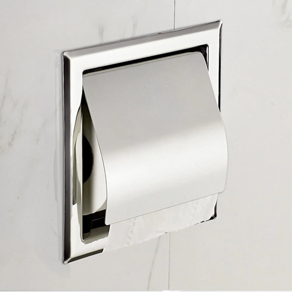 Stainless Steel Recessed Toilet Paper Holder Wall Toilet Paper Holder Modern Style Toilet Paper Holder Recessed Tissue Roll D 6