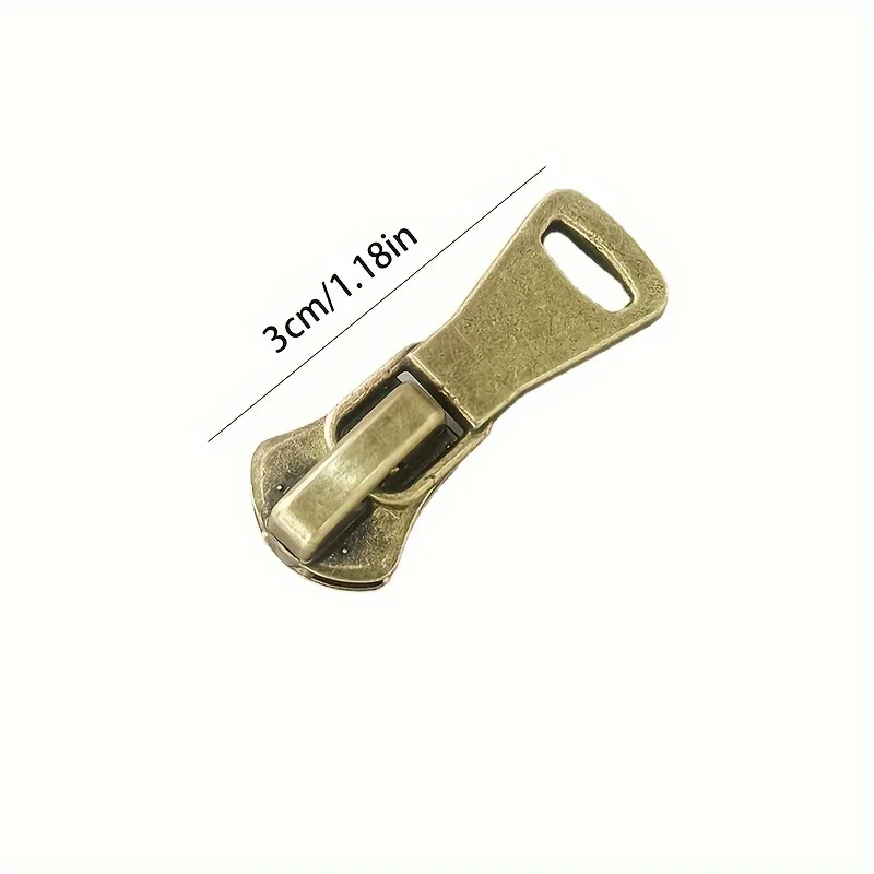 Assorted Sizes (No.3 No.5 No.8) Bronze Zipper Pulls 10pcs Metal Zipper Heads Thickening & Durability Alloying For Clothing zipper pullers,zipper heads,zipper accessories