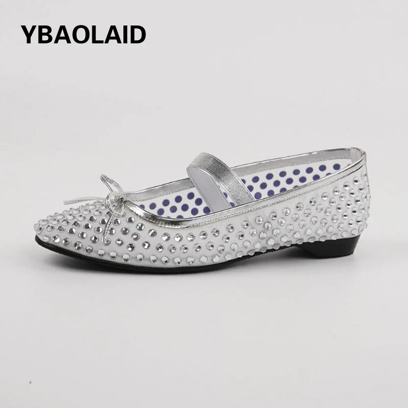 

Breathable Mesh Butterfly Knot Shallow Single Shoes Women 2024 New Style Fairy Shoes Rhinestone Decor Round Toe Mary Janes Shoes