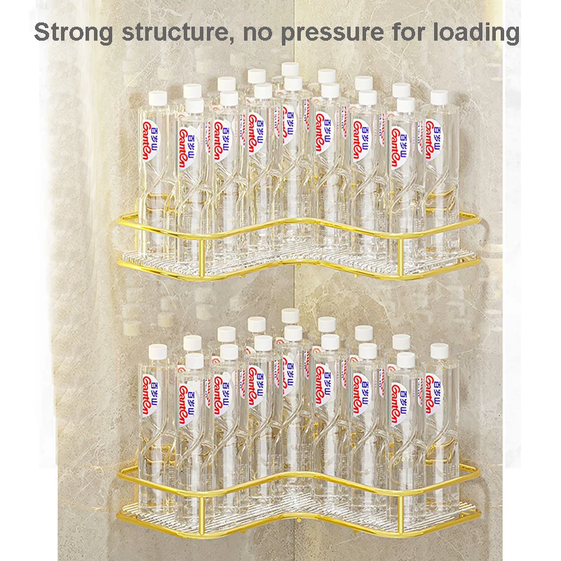 Luxury Acrylic Bathroom Shelf without Drilling Corner Shelf For Shower Kitchen Toilet Skincare Organizer Bathroom Accessories 2
