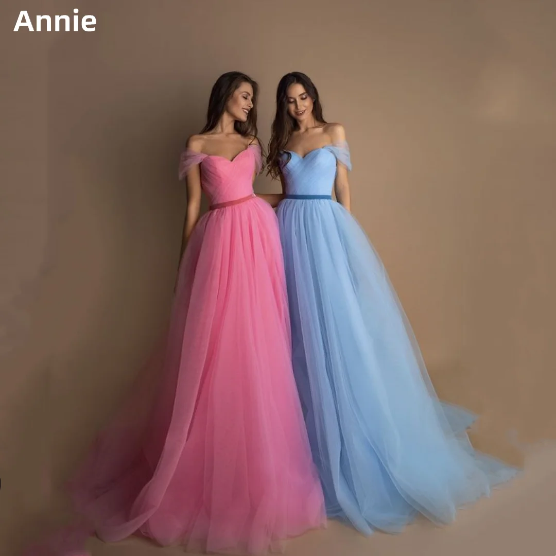 

Annie Handmade Tulle ثوب الكرة Belted A-line Prom Dressess 2023 Party Ladye Prom Dress Custom Evening Dress