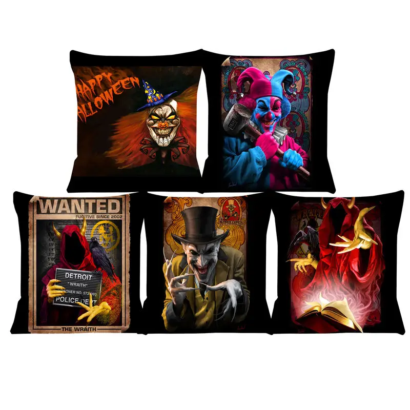 

Super Soft Clown Cushion Cover Horror Movie 45X45 Pillow for chairs Home Decorative cushions for sofa Throw Pillow Cover SJ-218