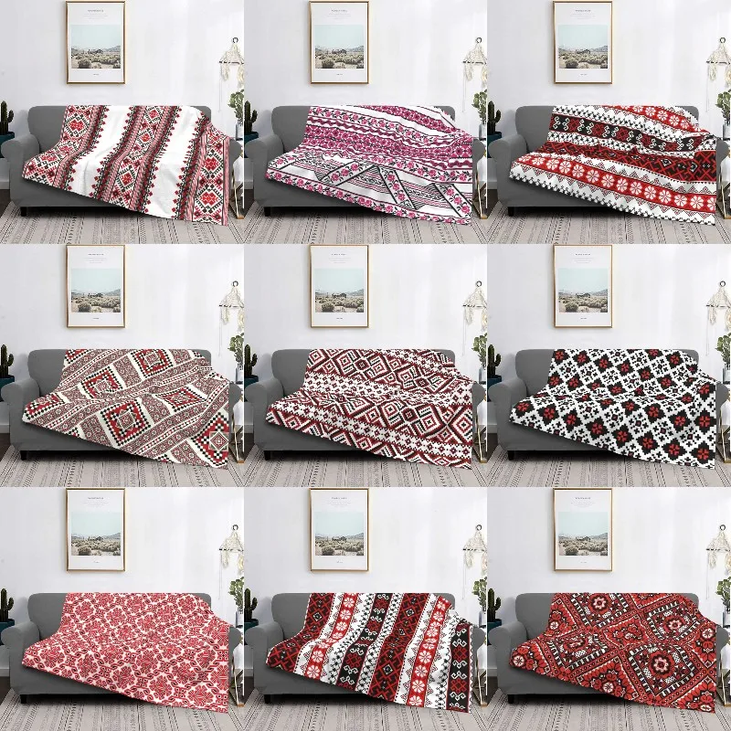 Ukraine Vyshyvanka 3d Printed Embroidery Blankets Warm Flannel Bohemian
