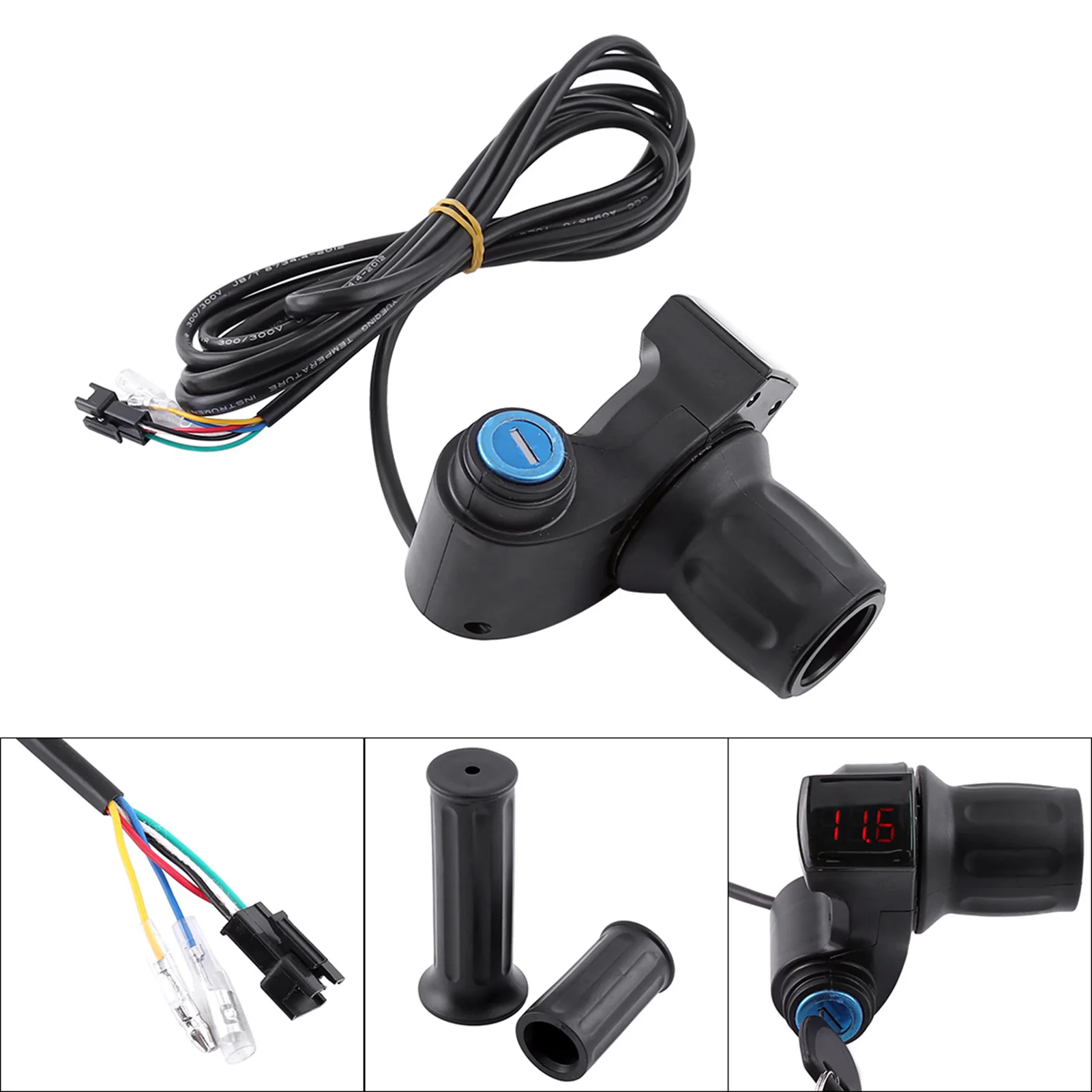 E-bike Throttle LED Display Electric Throttle Grips Handle with Lock Key Electric Bike Scooter Accessories
