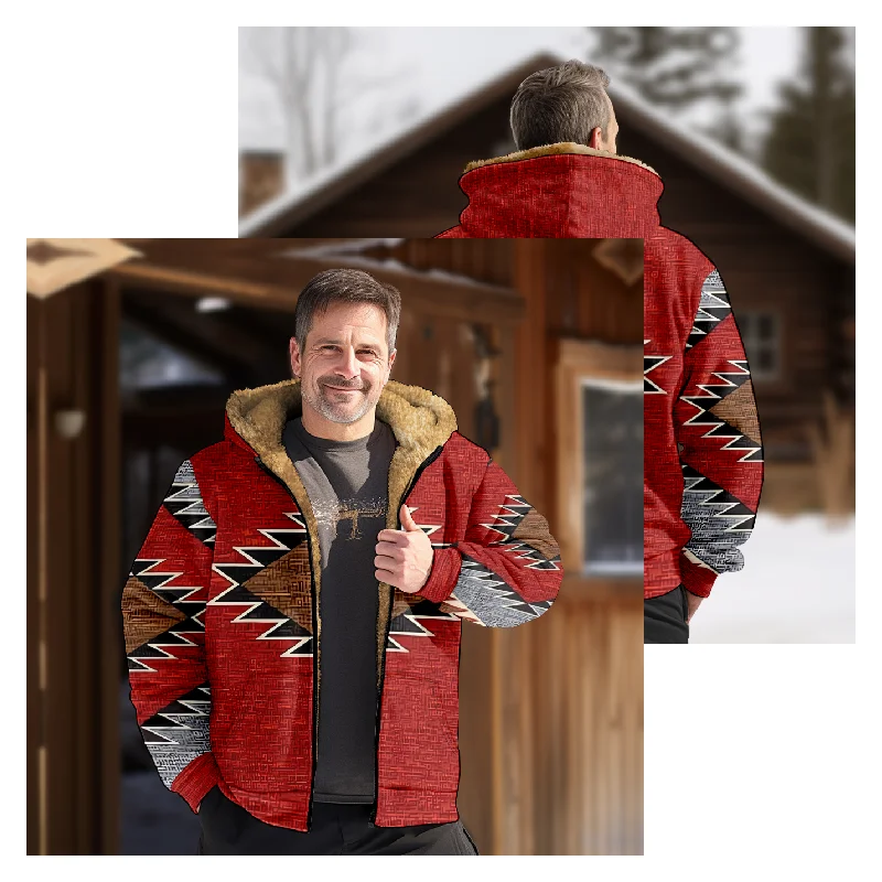 New Totem Italian Cotton Coat Hooded Sweater Casual Print Long Sleeve Zipper Sweater Thick Cotton Coat Autumn and Winter a37