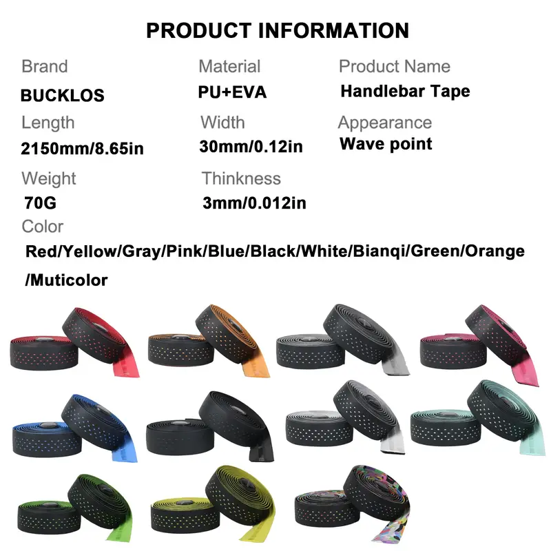 BUCKLOS Road Bike Handlebar Tape Soft PU EVA Gravel Bicycle Bar Tape Anti-Slip Shock Absorption Breath Grip Tape Cycling Parts - Image 4