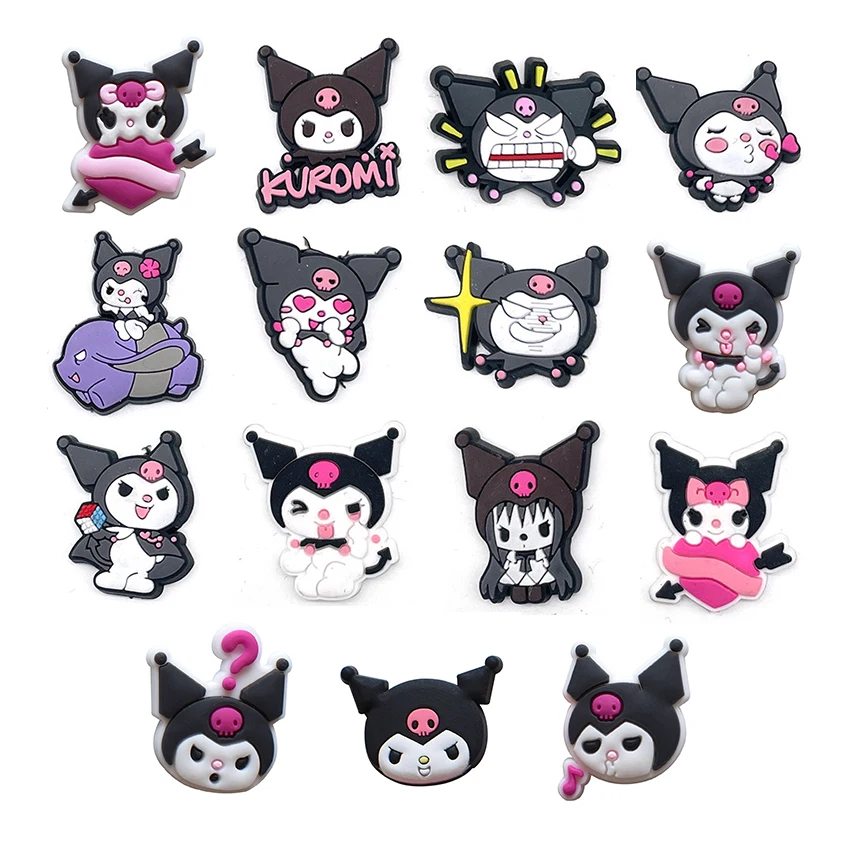 

1pcs Sale Sanrio Cartoon Character Kuromi Shoe Buckle PVC Craft Wholesale Available Sale DIY Slippers Accessories Souvenir Gift