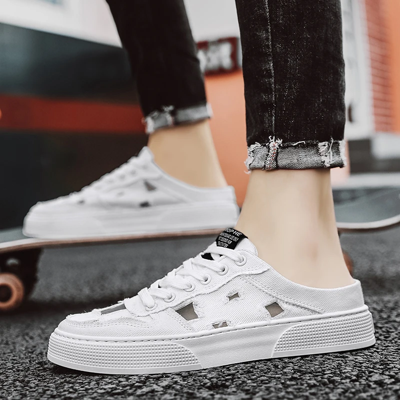 

Fashion Flat Men's Slippers Plus Size Casual Half Slippers Non-slip Men Shoes Trendy Without Heels Outdoor Walking Shoes