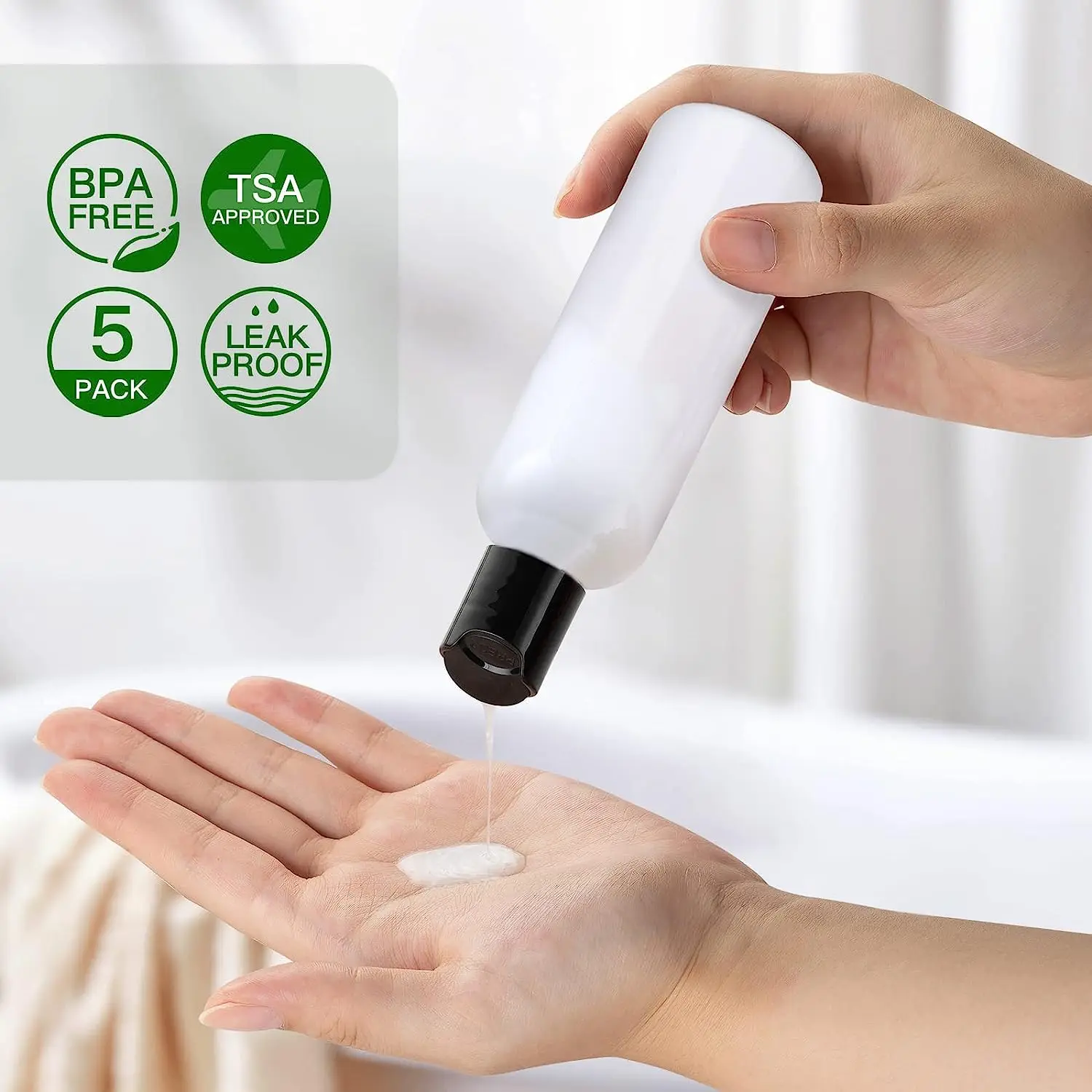 5PCS 30ml 50ml 60ml 100ml Clear Plastic Empty Bottles Disc Top Caps Travel Refillable Containers Shampoo Lotions Cream perfume refill bottle refillable lotion bottle