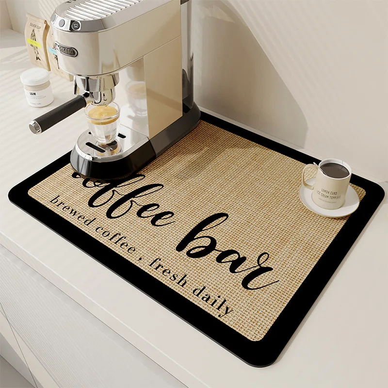 

Coffee Mat Hide Stain Drain Mat Rubber Backed Table mat Super Absorbent Dish Drying Mat for Kitchen Counter Easy Clean Dish Rack