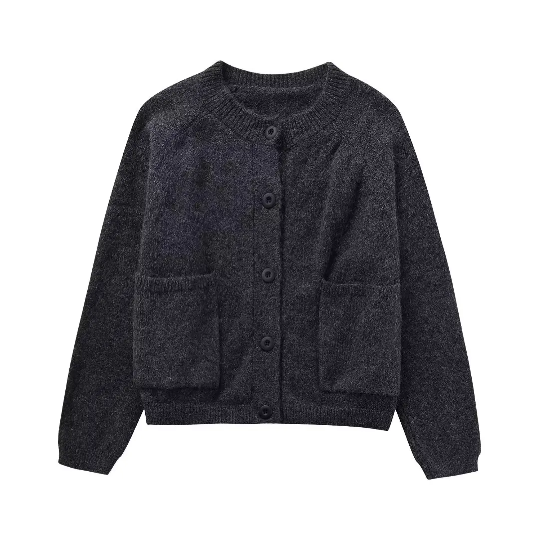 

Women New Fashion Knitted Cardigan Sweater Coat Vintage Long Sleeve Button Pocket All-Match Casual Female Outerwear Chic Tops