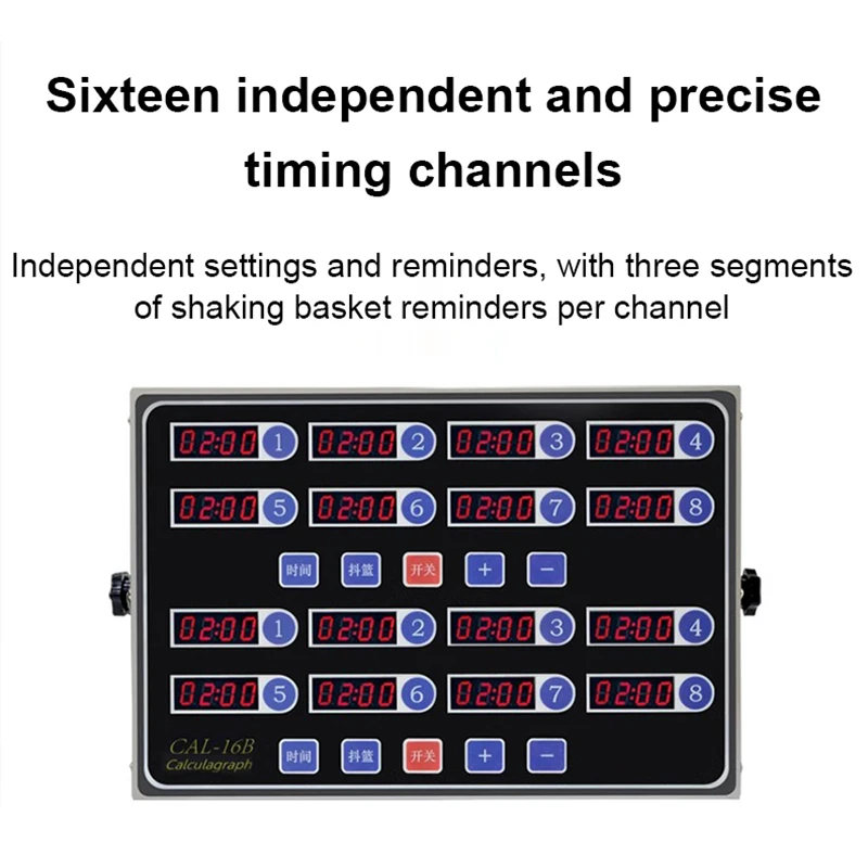 Commercial Kitchen Timer Kitchen Bakery Timer 16 Channel Key Shaking Reminder Fryer Loud Digital Timing Alarm Magnetic Clock Count Up Countdown Stopwatch