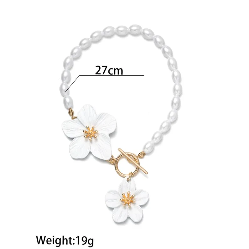 Gorgeous Faux Pearl Chic Flower Pendant Anklet for Women Delicate Forel 3D Flower Foot Chain Party Vocation Jewelry Gifts