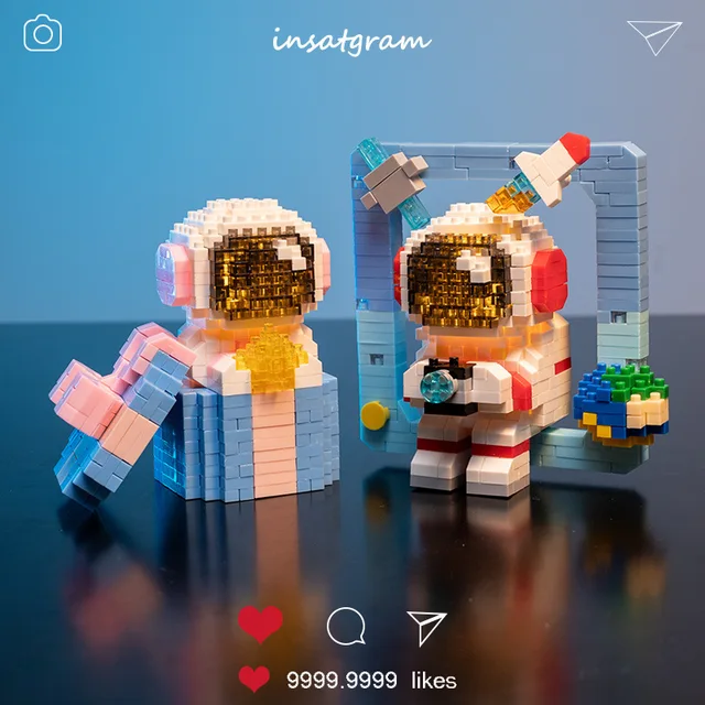 Micro Particle Building Blocks Creative Space Aerospace Glowing Astronaut Figure With Light DIY Bricks Set Toys For Kids Gift - Image 3