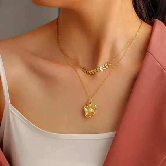 

Korean Fashion Jewelry Sexy Metal Wheat Ear Short Necklace Adjustable Elegant Imitation Pearl Prom Party Necklace for Women