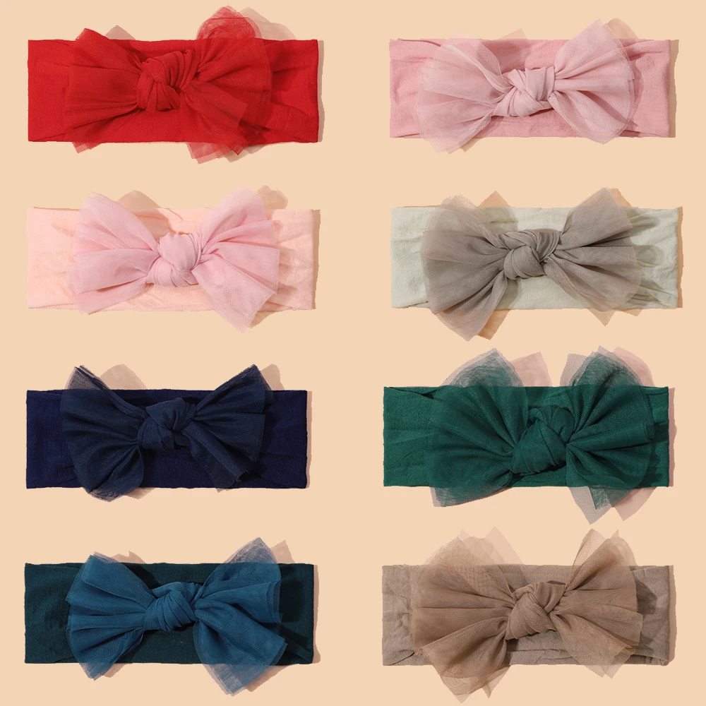 Baby Headbands For Girls Sweet Fashion Bow Headdress Baby Elastic Soft Nylon Hair Accessories Hair Bands For Girls Kids