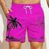 Summer Men's Shorts Quick Drying Hawaii Holiday Sports Swimming Trunks Fashion 3D Coconut Tree Printed Loose Sports Shorts 6XL 4