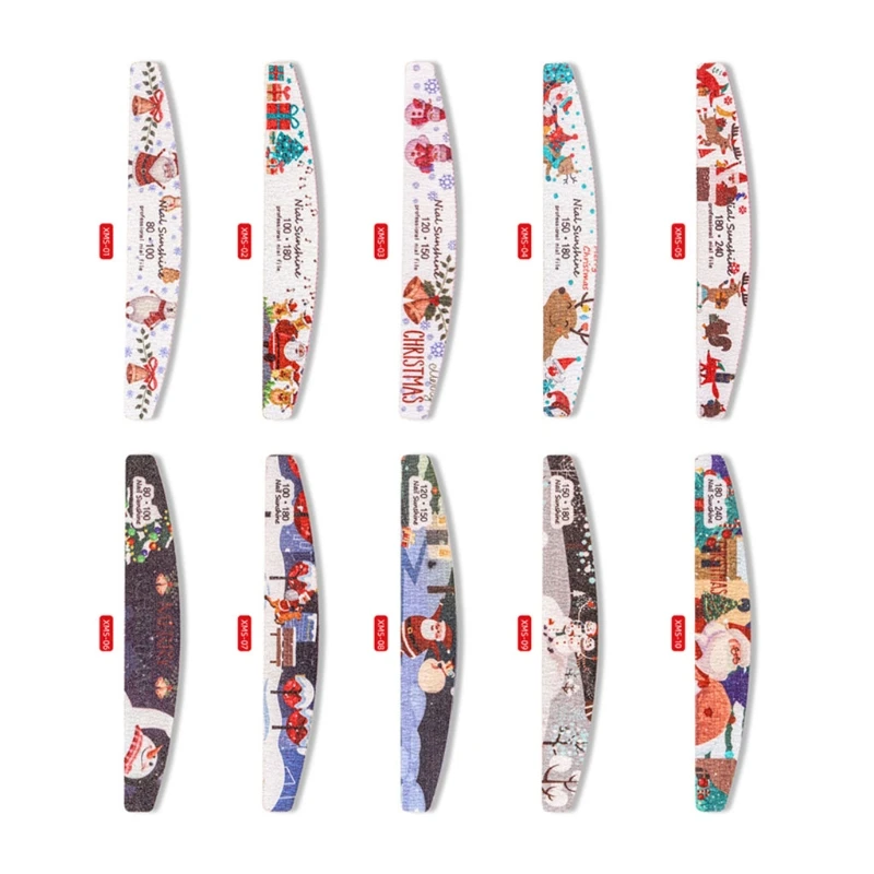 

5pcs Files Christmas Series Pattern Flowers Printed Nails Buffer Manicure Care Professional Pedicure Tools