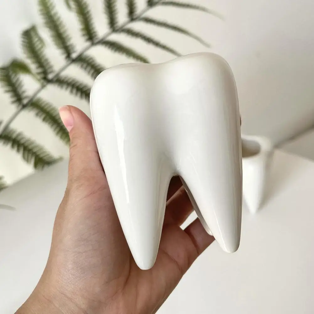 Funny Tooth Shape Ceramic Pen Holder Pencil Pot Storage Container Desk Pen Stand Succulent Pot Organizer Home Decoration Planter pen holder,desk organizer,pen and brush holder,pencil holder tool