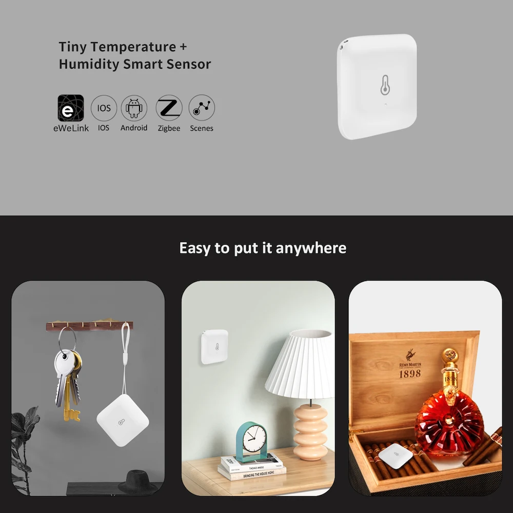 Zigbee 3.0 무선 온도 습도 센서, eWelink Free 앱, 스마트 홈 TH 센서, ZB Bridge Pro,ZB 동글-E와 작동