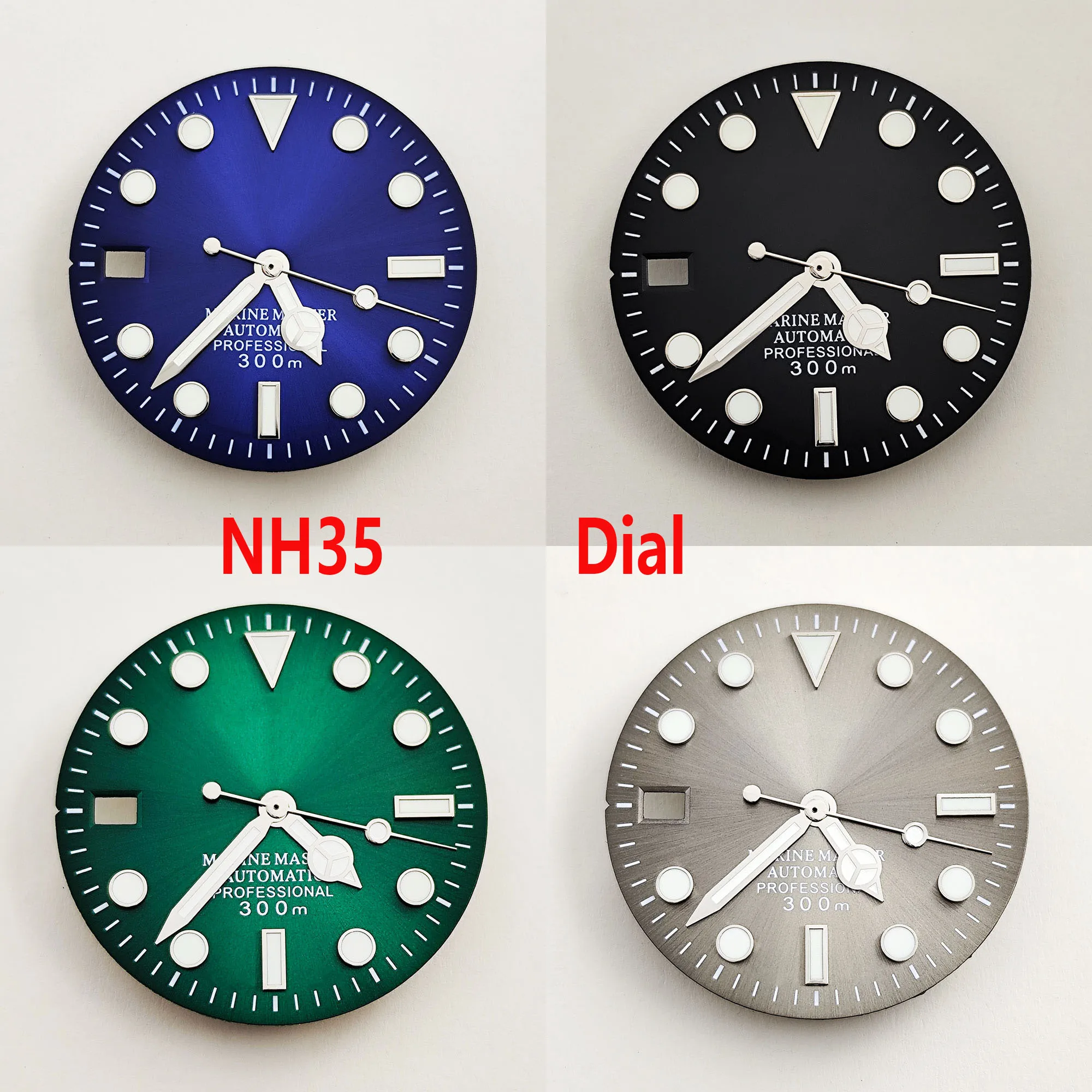 

NH35 dial Left-hander watch dial 9 o'clock dial green luminous 29mm suitable for NH35 movement watch accessories repair tool