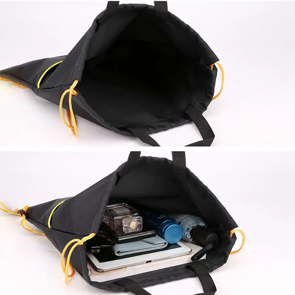 Outdoor Waterproof Nylon Sports Bag Drawstring Bag Travel Sport Drawstring Two Pocket Lightweight Backpack 3