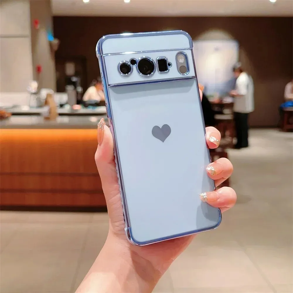 Fashion Love Heart Plating Shockproof Soft Lens Protection Case