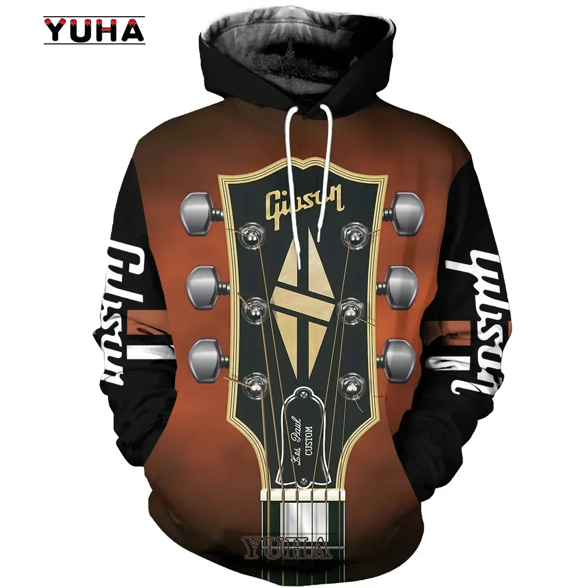 thumbnail image 1 of Sudadera con capucha con estampado de guitarra 3D para hombre, sudadera de talla europea para uso diario, sudadera con capucha musical, ropa psicodélica para mujer, mayorista, 1 of 5