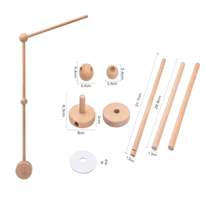 Wooden Crib Mobile Baby Bed Bell Rattle Toy Soft Felt Cartoon Bear Mobile bracket Newborn Music Box Bed Bell Hanging Bracket Toy - Image 20