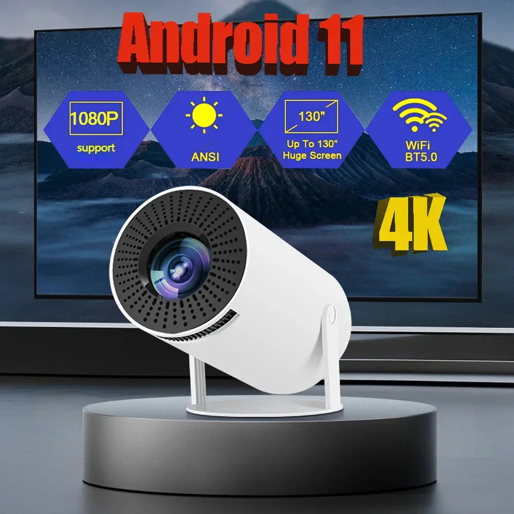 

Projector Android 11 Support 4K Decode Native 720P Mini beam Portable Home Cinema Projectors 5G BT5.0 WIFI Outdoor HD LED phone