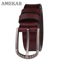 Male belt Genuine Leather Men leather belt split leather Pin Buckle Fashion Designer High Quality brand Men's Belts