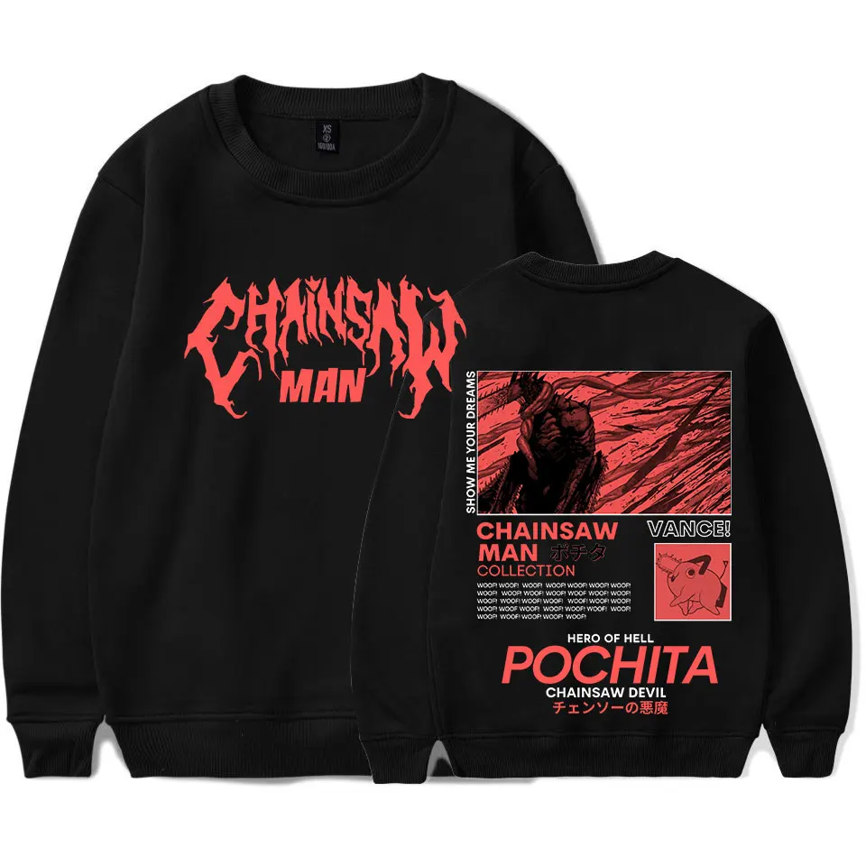 

Japanese Anime Chainsaw Man Pochita Hoodies Long Sleeve Crewneck Sweatshirt Men Women Manga Graphic Gothic Pullovers Streetwear