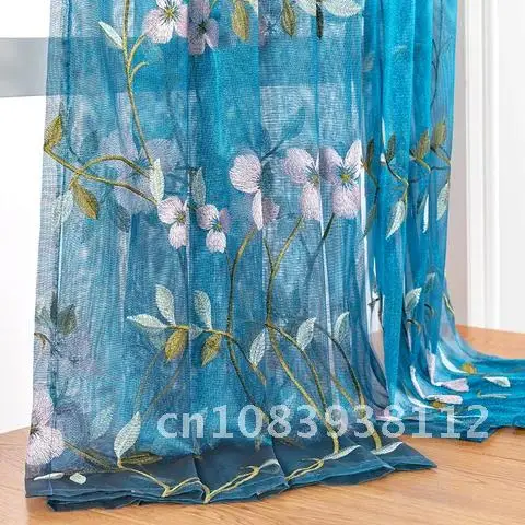 

Embroidered Floral Tulle Curtain for Window Curtains for Living Room the Bedroom Pastoral Tulle Curtains Drapes BILEEHOME