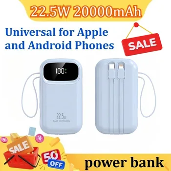 22,5 W 10000 mAh 20000 mAh Power Bank USB-C retrattile integrato e cavo Lightning per iPhone per Samsung per Xiaomi
