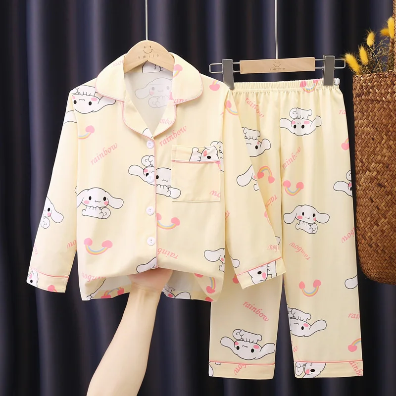 Sanrio Pajamas Set Cinnamoroll Long-Sleeved Cartoon My Melody Kuromi Anime Sleepwear Suit Student Clothes