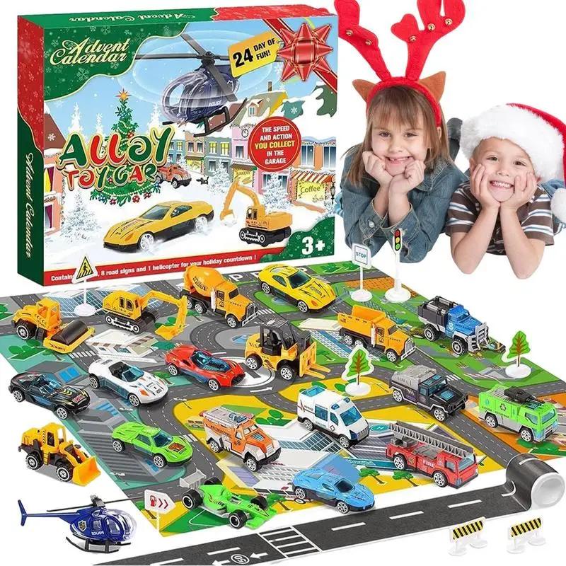 

Автомобили, игрушки, Рождество, календарь, набор, 24 шт., строительный грузовик, Рождественский обратный отсчет, детские игрушки, новогодние подарки для детей