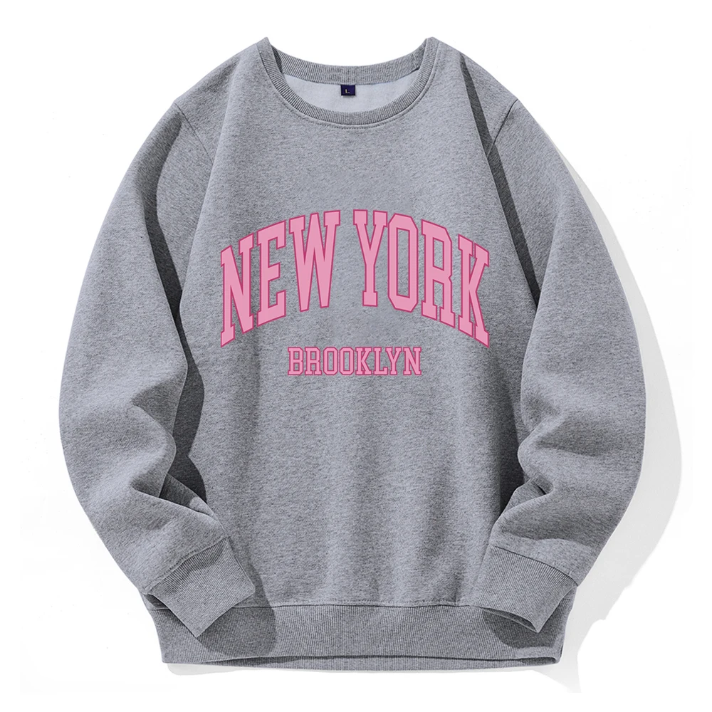 

New York Brooklyn Pink City Letter Hooded Men Casual Sports Loose Hoody Fleece Warm O-Neck Hoodies Fashion Street Style Clothes