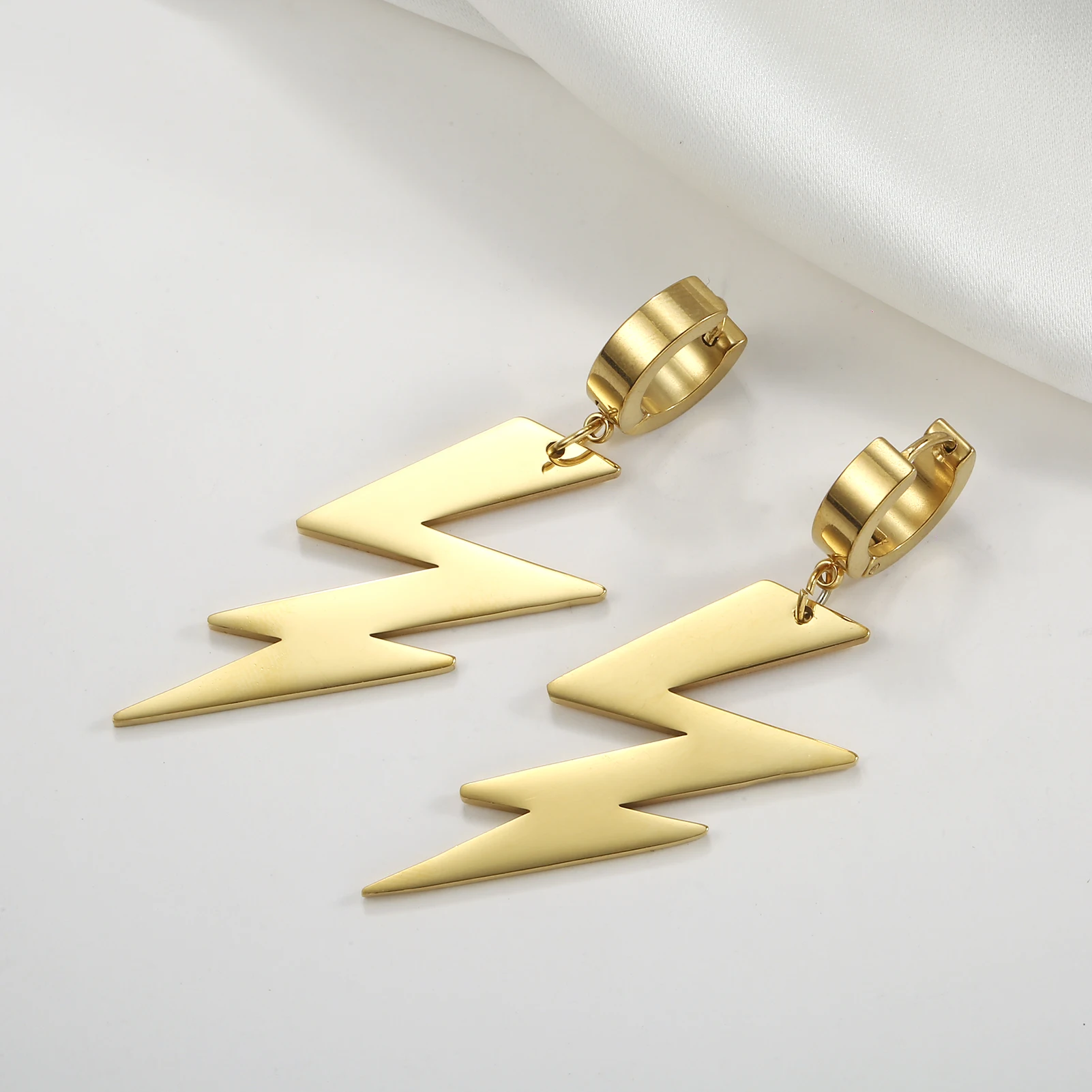 

Lightning Bolt Shape Stainless Steel Drop Earrings for Women Girlfriend Party Daily Jewelry Gift Hip Hop Punk Korean Fashion New