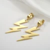 Lightning Bolt Shape Stainless Steel Drop Earrings for Women Girlfriend Party Daily Jewelry Gift Hip Hop Punk Korean Fashion New 1