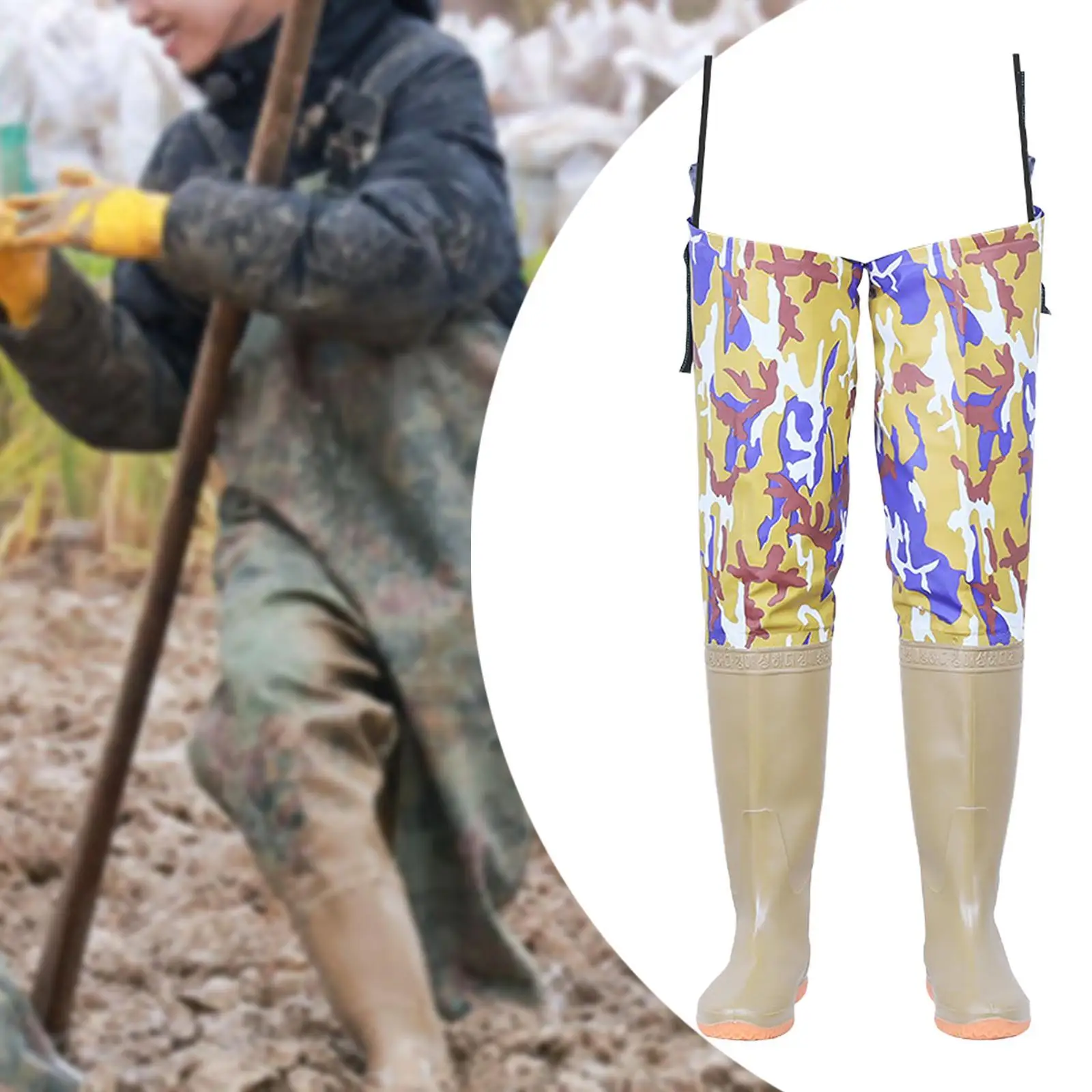 Waders PVC Thigh Waders Anti Skid Watertight Fishing Waterproof Hip for Gardening Hunting Agriculture Fishing