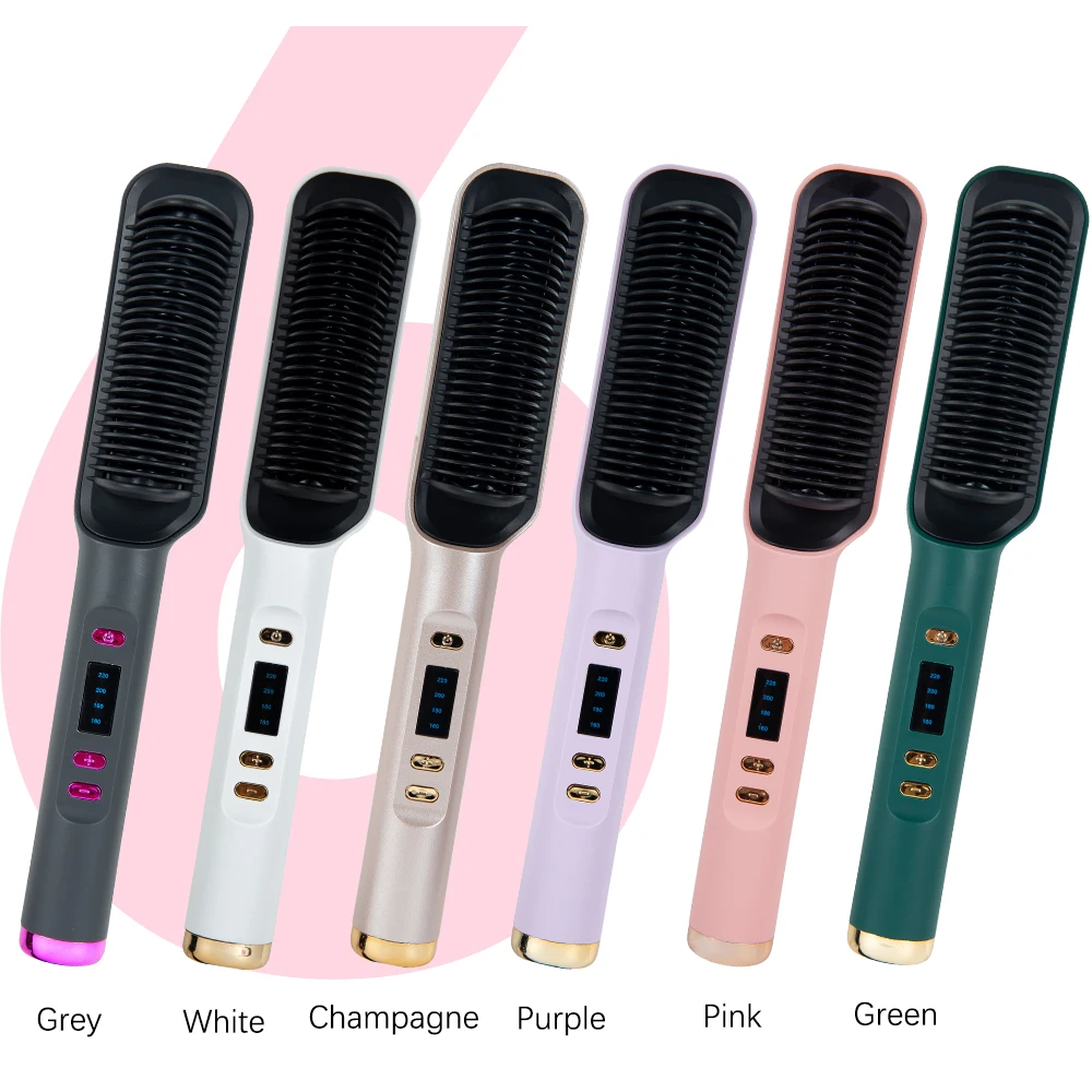 Hair Styling 3 in 1 Hot Comb for Straighten/Curl Hair Professional Hair Straightener and Curler Electric Fast Heating Comb 2