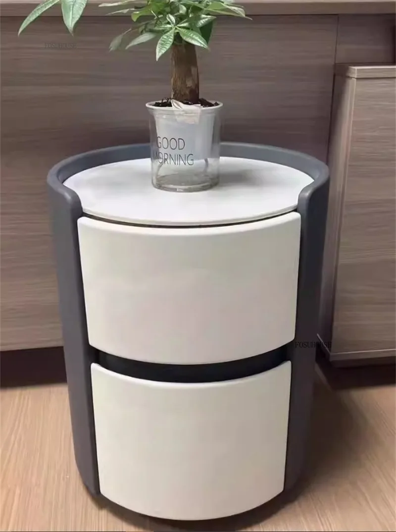 Description Picture 6 of itemLight Luxury Designer Round Bedside Tables High-end Solid Wood Bedroom Nightstand Modern Living Room Coffee Table Home Furniture