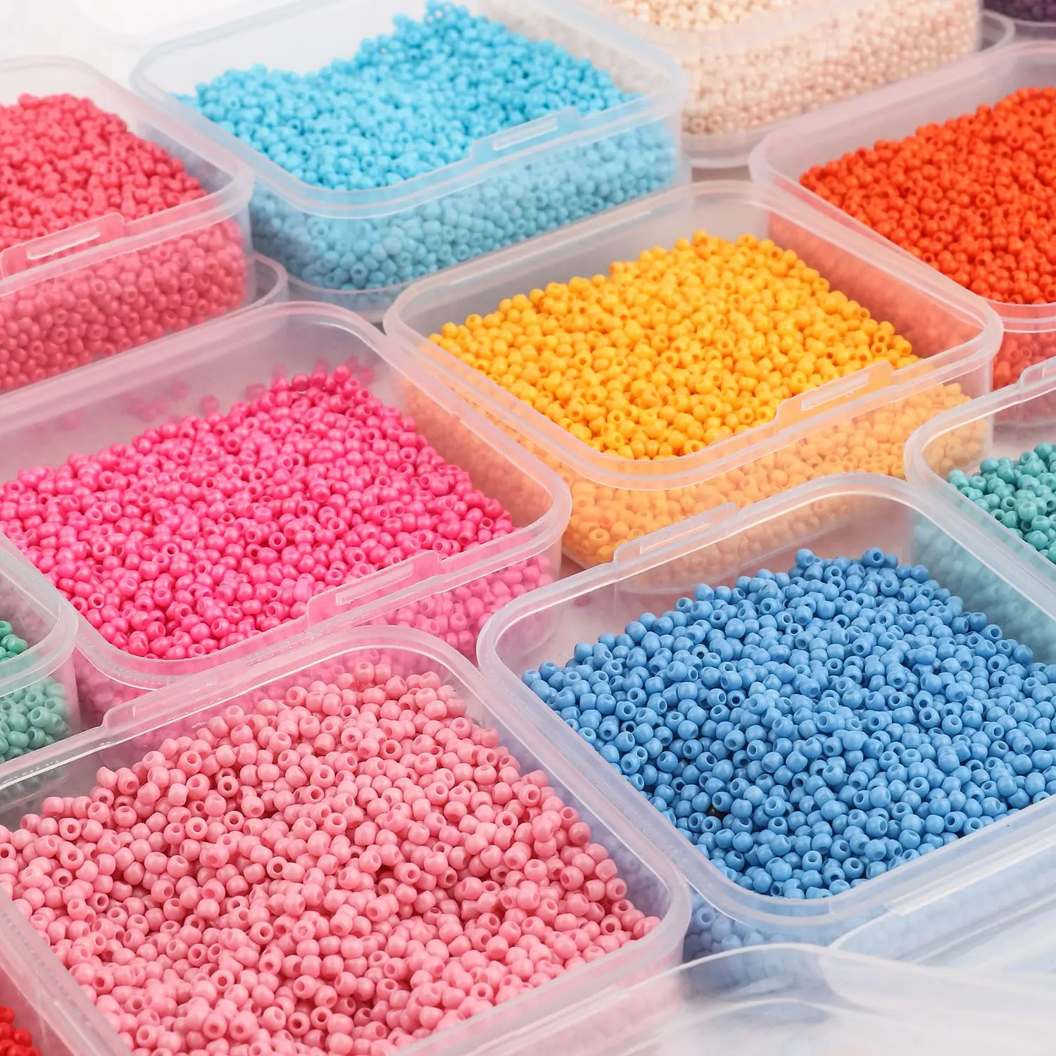 1 Box 2mm Glass Beads Mini Beads Colorful Charms Beads Loose Spacer Beads  For DIY Bracelet Necklace Jewelry Making Accessories