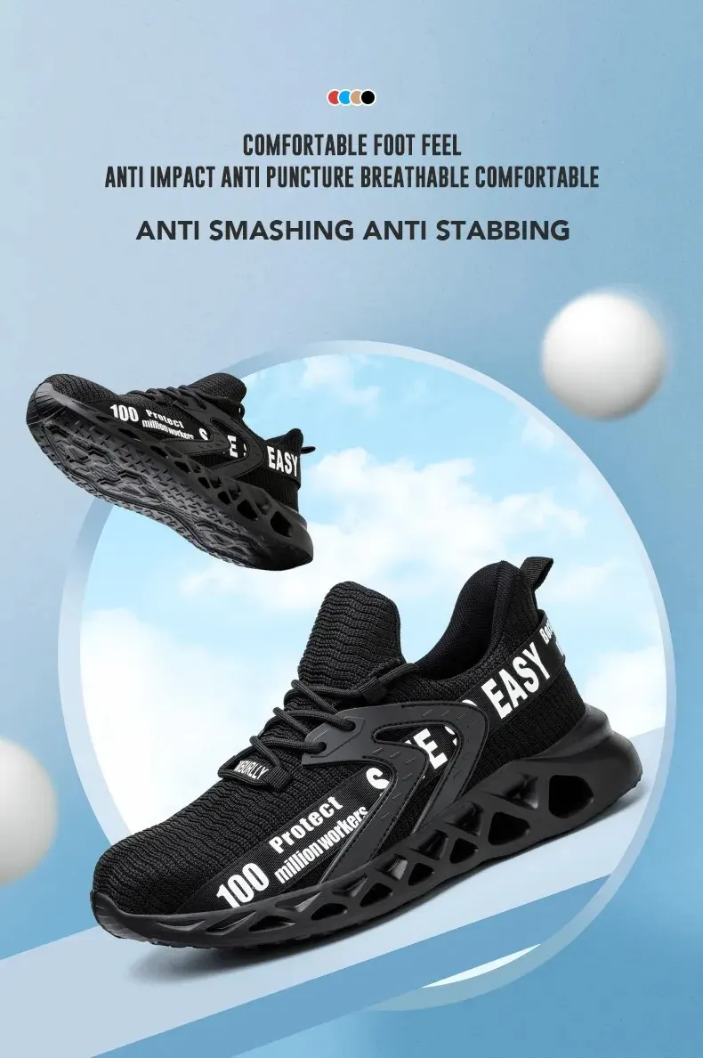 Plus Size Men Safety Boots With Steel Toe Cap Anti-smash Work Sneakers Safety Shoes Indestructible Men Work Boots Hiking Shoes