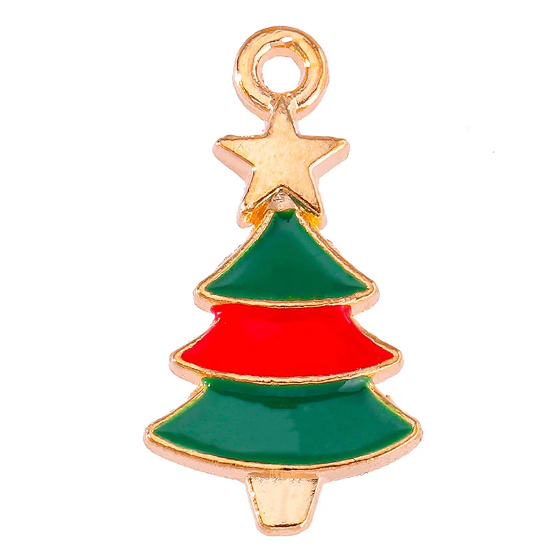 10Pcs Nette Weihnachten Baum Schneeflocke Glocken Rentier Weihnachten Anhänger Charme für Schmuck Machen DIY Armband Halskette Ornamente – Detail 14