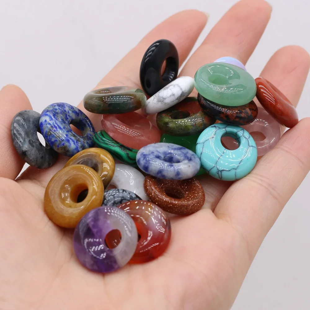 Natural Stone Beads Semi-precious Stones Round Big Hole Beads for Jewelry Making DIY Necklace Bracelet Earrings Accessories18mm