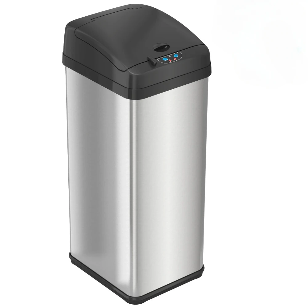 

Square Automatic Sensor 13 Gal Trash Can Tin for Bathroom Dump Stainless Steel Rubbish Bin Garbage Bag Useful Things for Home