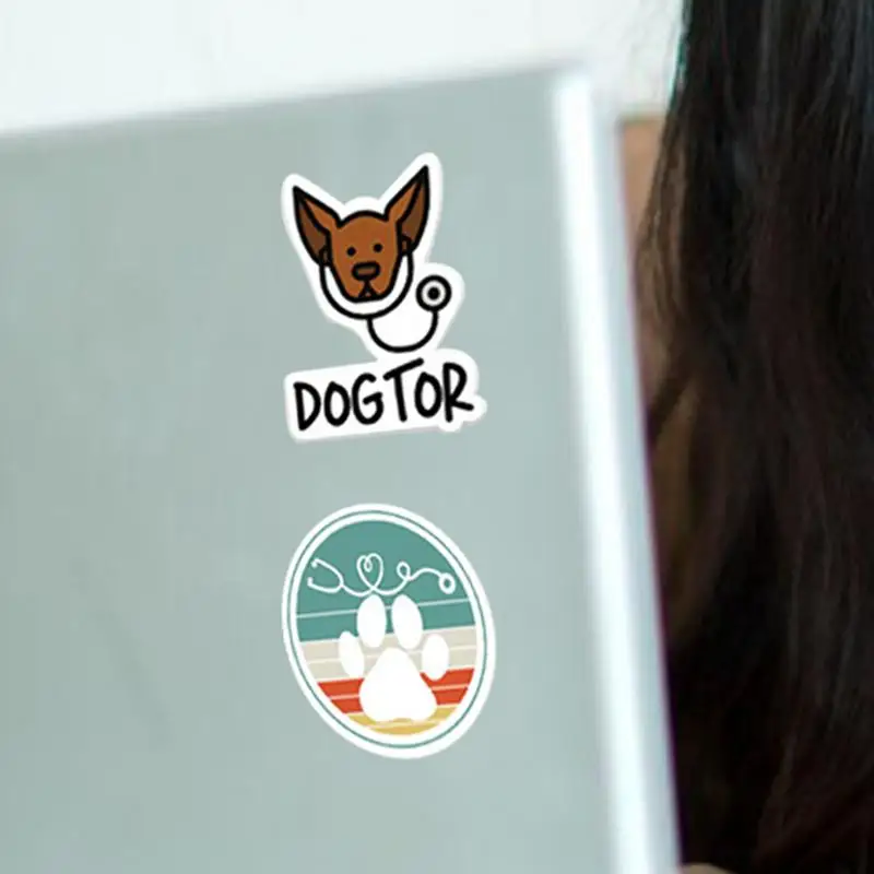 Vet Stickers Cute Cartoon Clings Vet Doctor Notebook Material Stickers 50 PCS Waterproof Decals Laptop Accessories for Kids